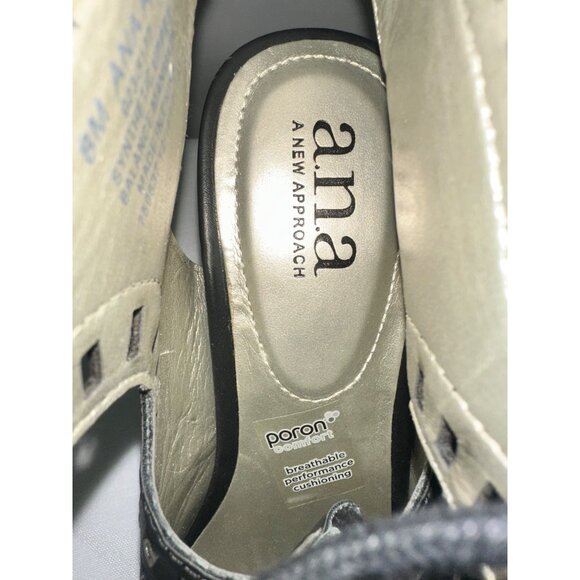 Ana Ravi Black Cutout Lace-Up Heeled Sandals With Peep Toe & Block Heel Size 8M - Picture 7 of 7